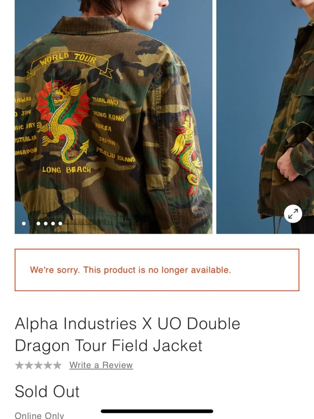 Alpha Industries Camo Dragon Tour Field Coat NWOT - Picture 5 of 8